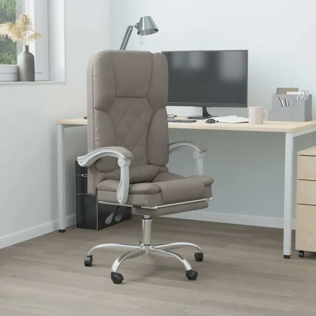vidaXL Kantoorstoel massage verstelbaar stof taupe