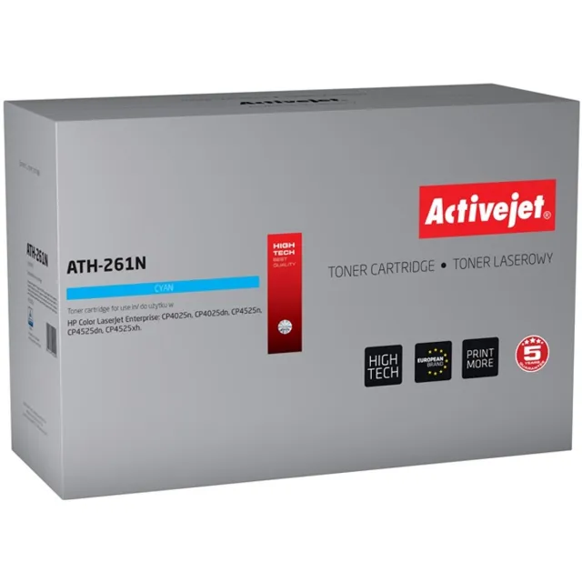 ActiveJet AT-261N toner voor HP-printer; HP CE261A vervanging; Opperste; 11000 pagina's; cyaan. Geel