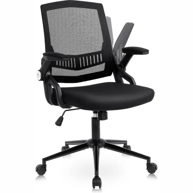 Ayangoods Ergonomische Bureaustoel met Verstelbare Armleuningen - Comfortabele Computerstoel voor Langdurig Zitten Zwart