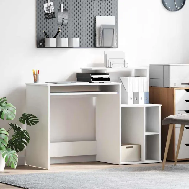 vidaXL Bureau Wit 120,5 x 44 x 88,5 cm Bewerkt hout, foto 2