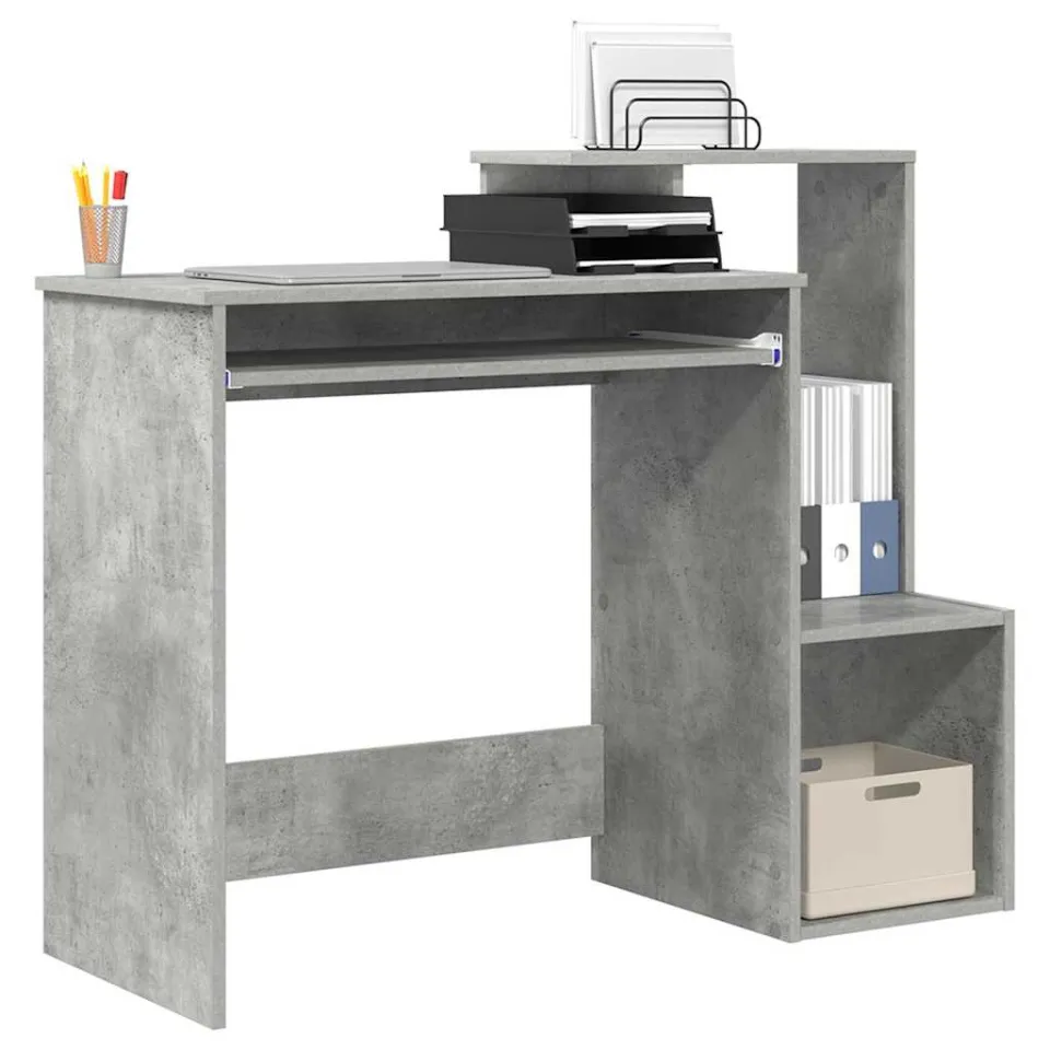 vidaXL Bureau Beton Grijs 106 x 41 x 88,5 cm Bewerkt hout