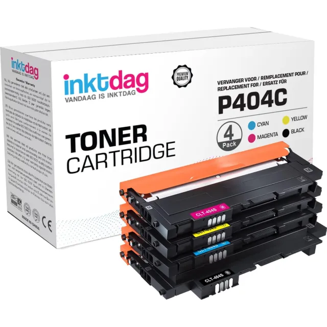 inktdag huismerk toner cartridge alternatief voor Samsung CLT-P404C, clt-404s , Samsung p404, (Samsung CLT-K404S, CLT-C404S, CLT-M404S, CLT-Y404S), Multipack van CMYK 4 kleuren Zwart (CLT-K404S) x 1
