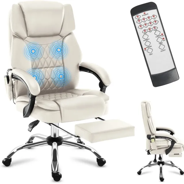 Mark Adler Boss 6.0 Ergonomische Bureaustoel met Massage - Luxe Directiestoel - Comfortabele Kantoorstoel - Beige