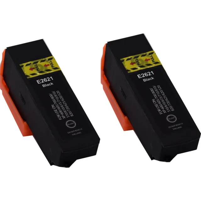 KATRIZ huismerk inkt voor|Epson C13T26214010|26ml | ( 2stuks) - Met chip Zwart