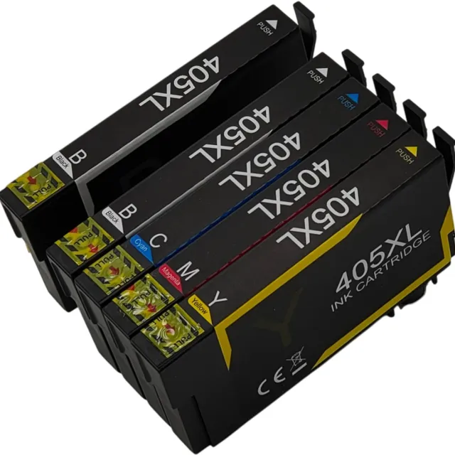 KATRIZ huismerk voor Epson 2x 405XL Zwart + 1x 405XL Cyaan + 1x 405XL Magenta + 1x 405XL Geel |Geschikt voor WorkForce Pro WF-3820 DWF / WF-3825 DWF / WF-4820 DWF / WF-4830 DTWF / WorkForce WF-7830 DTWF / WF-7835 DTWF / WF-7840 DTWF