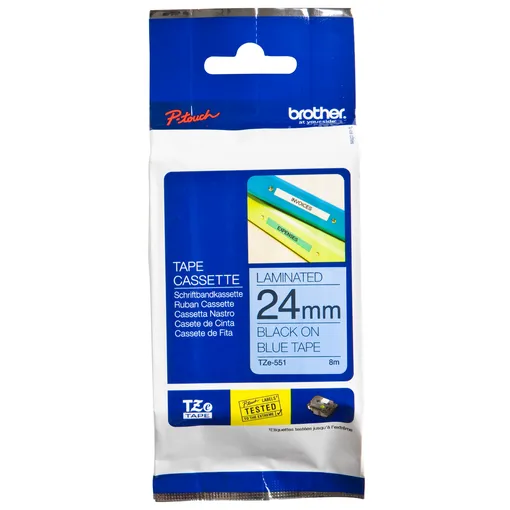 Brother Labeltape Brother P-touch TZe-551 standaard 24mm zwart op blauw