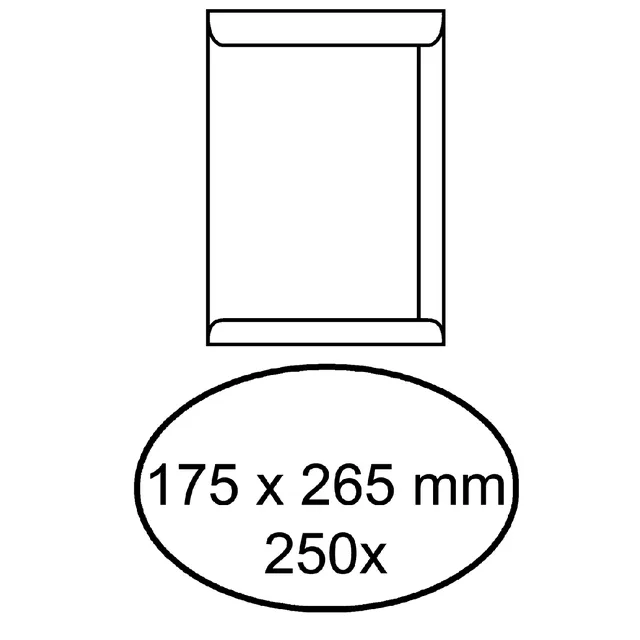 Iezzy Envelop akte IEZZY 175x265mm zelfklevend 100gr wit 250 stuks