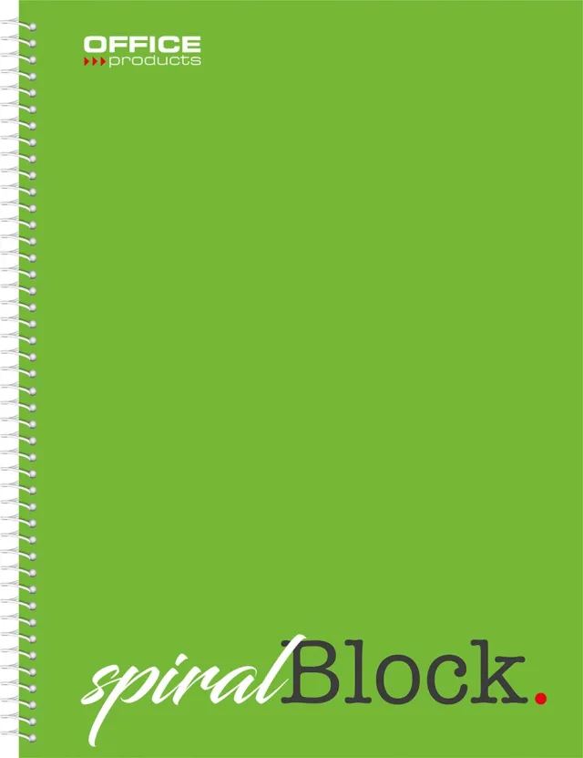 Office Products spiraalschrift, A4, 80 blad, geruit 5mm groen