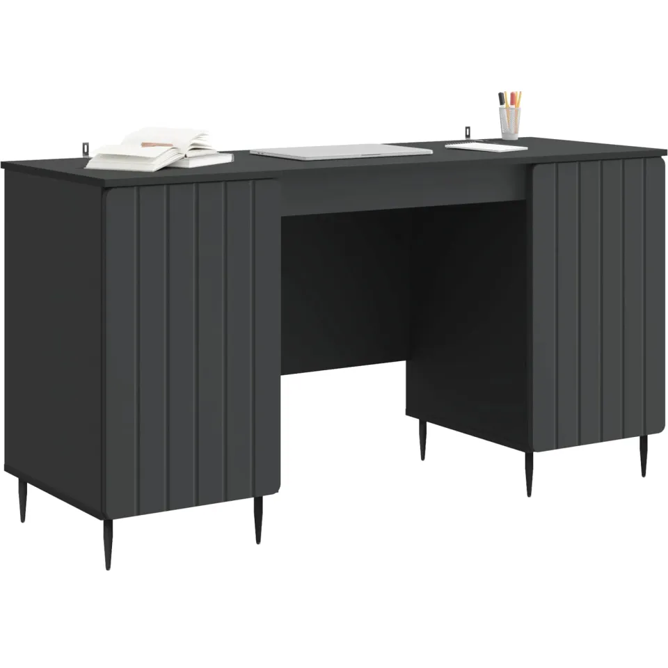 vidaXL Bureau Zwart 142,5 x 50 x 75 cm Bewerkt hout