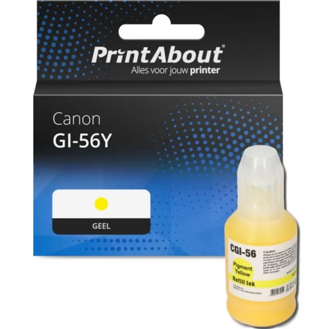PrintAbout huismerk Inktcartridge GI-56Y Geel geschikt voor Canon