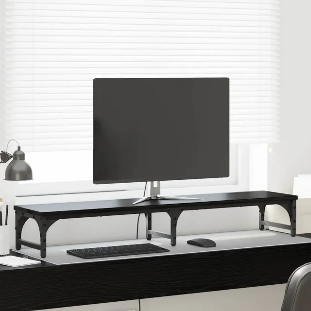vidaXL Monitor Stand Zwart eiken 105 x 23 x 15,5 cm Bewerkt hout