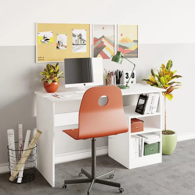 Skye Decor , Bureau, Bahar - White, Gemelamineerde spaanplaat, Wit, 120 x 50 x 74 cm