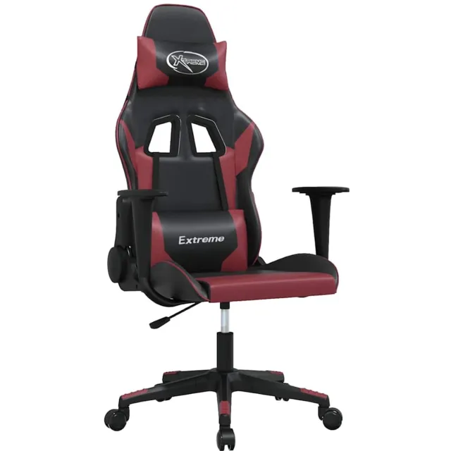 vidaXL Gamestoel - kunstleer - zwart - en - wijnrood zwart en wijnrood