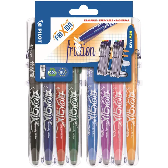 Pilot Rollerpen PILOT friXion medium assorti Set2Go à 8 stuks