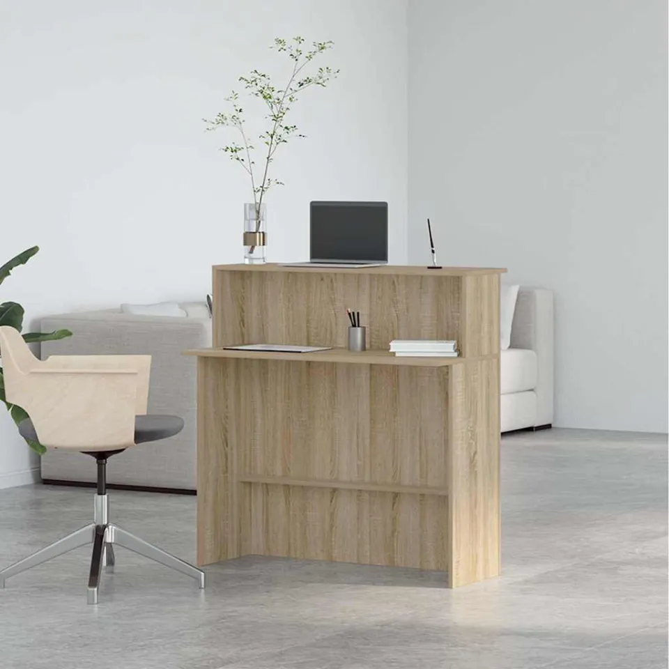 vidaXL Receptiebalie Sonoma Eiken 100x50x103,5 cm Bewerkt Hout, foto 4