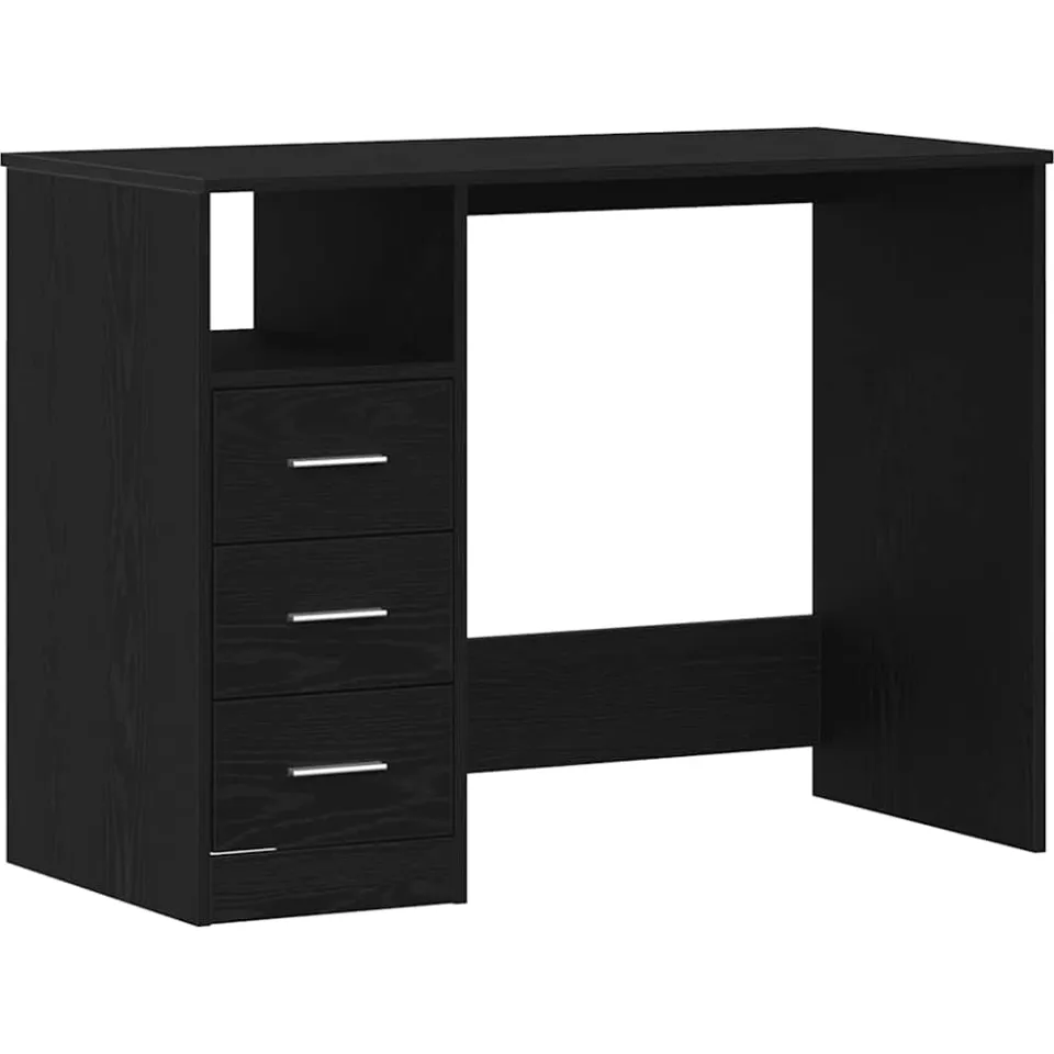 vidaXL Bureau met lades 102x50x76 cm bewerkt hout zwart eikenkleur
