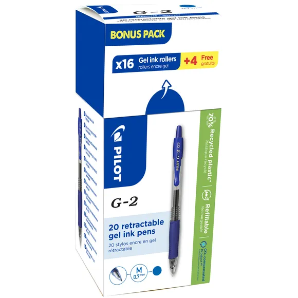 Pilot Gelschrijver PILOT BL-G2-7 medium blauw 16+4 gratis