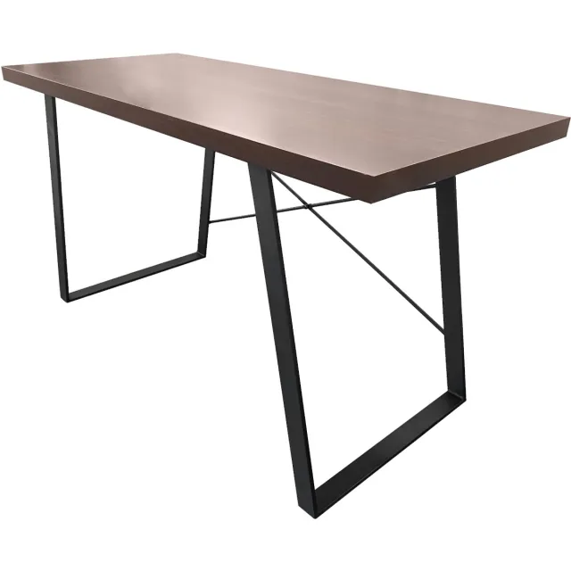 SVITA INDUSTRIAL - bureau notenhouten look met zwarte metalen poten Bruin