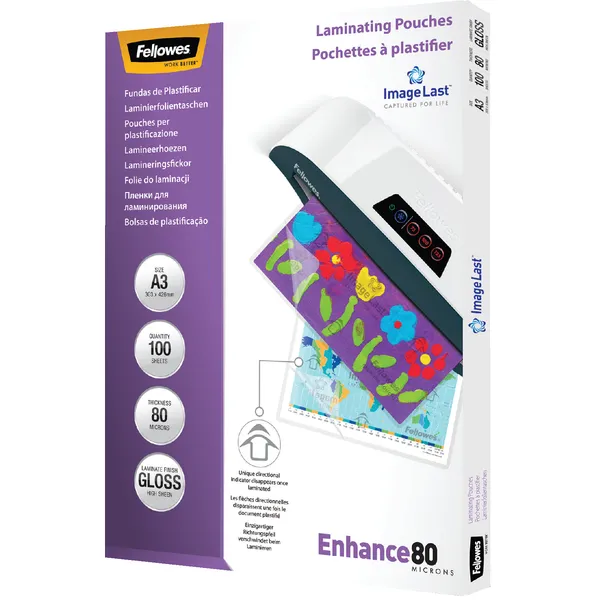 Fellowes Lamineerhoes Fellowes A3 2x80micron glans 100 stuks