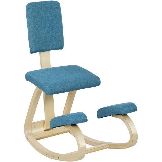 Homcom Kniestoel Ergonomisch - Bureaustoel zonder Rugleuning - Zitkruk voor een Goede Houding - Blauw donkerblauw