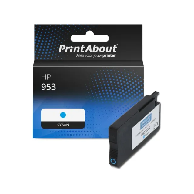 PrintAbout huismerk Inktcartridge 953 (F6U12AE) Cyaan Geschikt voor HP
