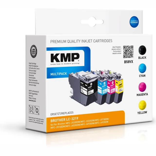 KMP Inkt combipack vervangt Brother LC-3219XL Compatibel Zwart, Cyaan, Magenta, Geel B58VX 1537,4005 Zwart;Cyaan;Magenta;Geel