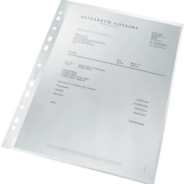 Leitz Recycle geperforeerde showtas, ft A4, 100 micron, gekorreld, doos van 25 stuks