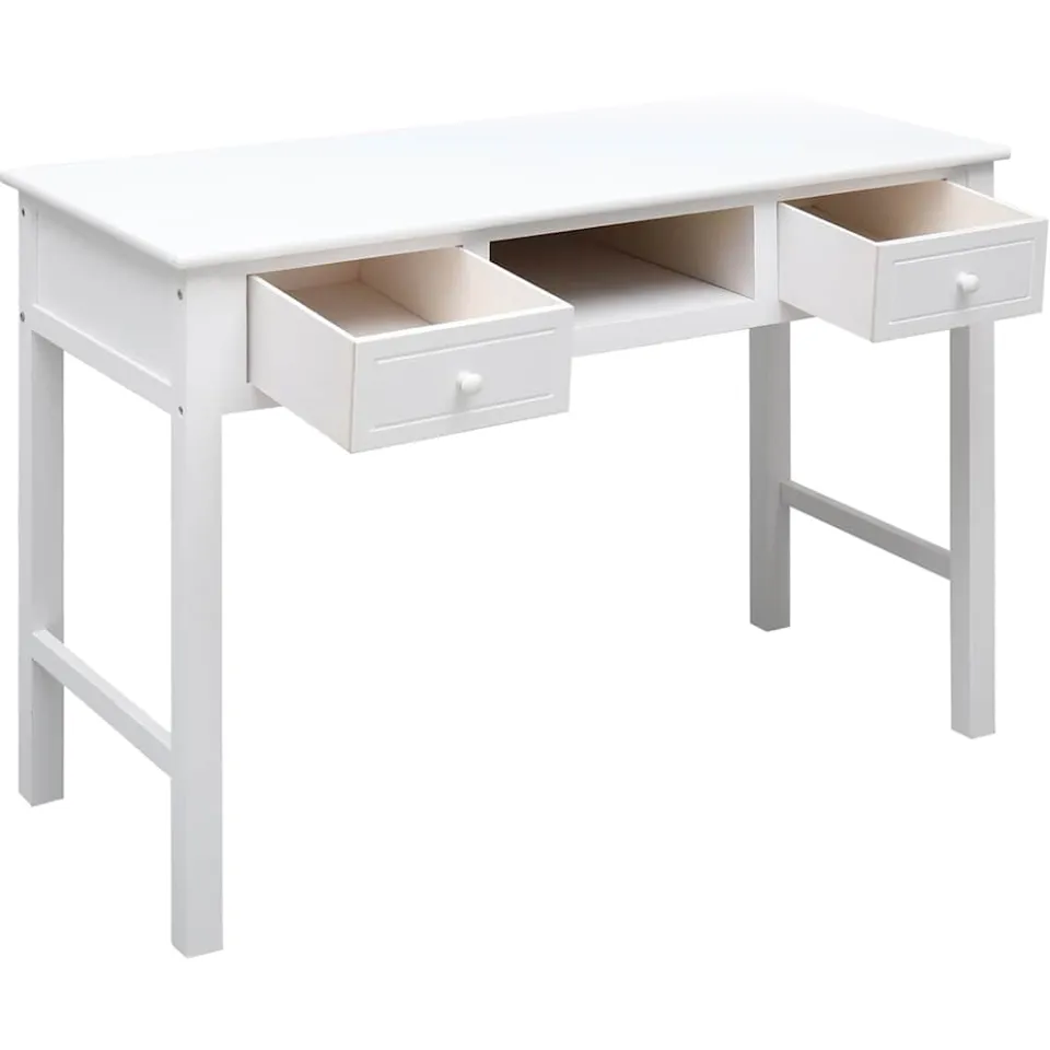 vidaXL Bureau 108x45x76 cm massief paulowniahout wit, foto 2