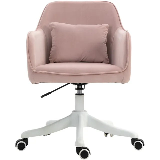 Merax Massage Bureaustoel Roze Fluweel Met Vibratie Verstelbare Armleuningen Draaistoel Met USB Ergonomisch Thuiswerkstoel