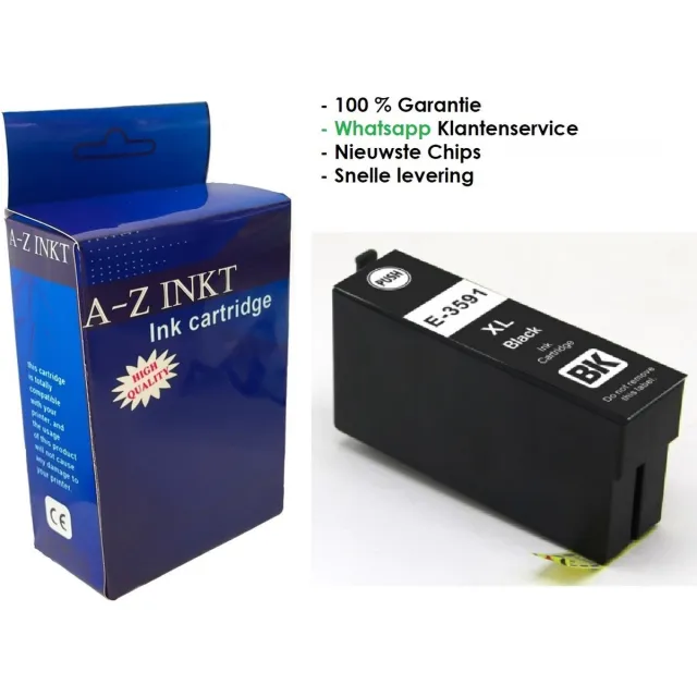AtotZinkt inktcartridge voor Epson 35 XL / Epson 35XL BK Zwarte cartridge voor Epson WorkForce Pro WF-4740, WF-4730, WF-4720, WF-4725 mét chip