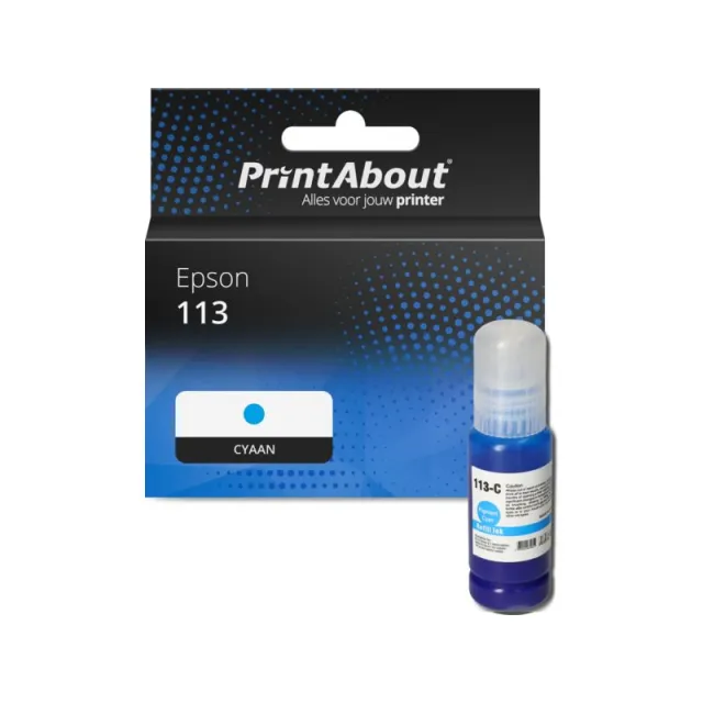 PrintAbout huismerk Inktcartridge 113 (C13T06B240) Cyaan Geschikt voor Epson