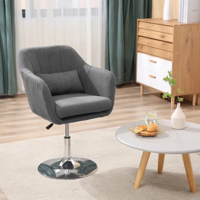 Wishdor bureaustoel 60 x 60 x 79-91 cm hoogteverstelbaar 360° draaibaar met armleuningen donkergrijs