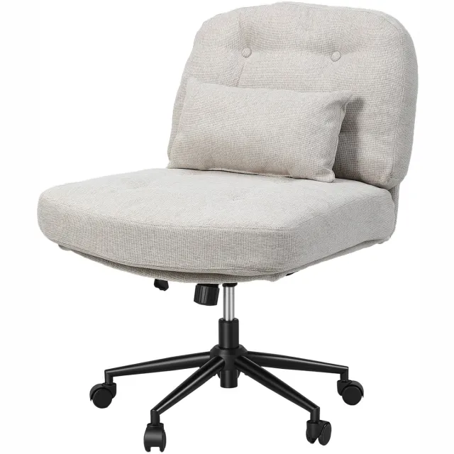 Homemiyn Draaibare Fauteuil , Verstelbare Lounge Stoel met Rugleuning, 360° Bureaustoel met Wielen, Stoffen Relaxstoel voor Woonkamer Kantoor Slaapkamer Grijs