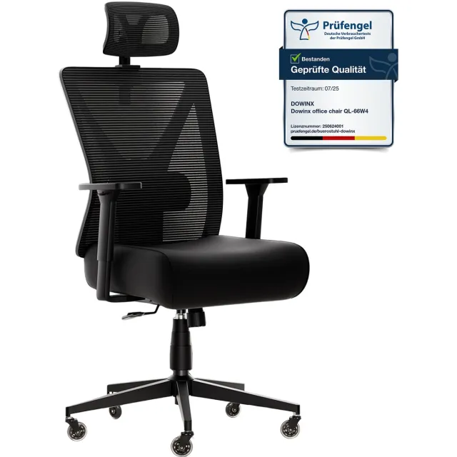 Dowinx Ergonomische bureaustoel - Bureaustoelen - Game stoelen - dikke kussens en 3D-armleuningen - hoogte verstelbare rugleuning - 270 kg - zwart