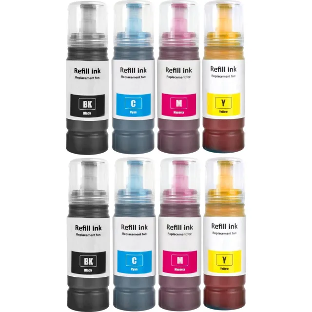 InktDL Huismerk geschikt voor Epson 664 / T664 Inktflessen (8X) - geschikt voor EcoTank ET-2500 - ET-2550 - ET-2600 - ET-2650 - ET-4500 Multipack 8 Inktflessen