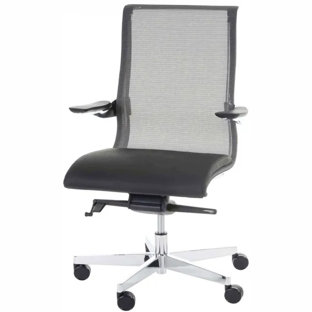 MCW Bureaustoel MERRYFAIR Saville, bureaustoel draaistoel, leder/mesh combinatie zwart ~ Standaard