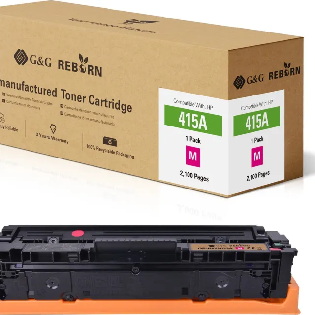 G&G REBORN 415A gereviseerde Tonercartridge Geschikt voor HP 415A W2033A 415X W2033X magenta