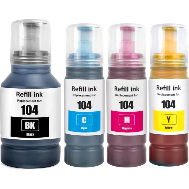 InktDL Huismerk geschikt voor Epson 104 XL Inktflessen - Geschikt voor EcoTank ET-1810 - ET-2721 - ET-2814 - ET-2820 - ET-2825 Multipack 4 Inktflessen