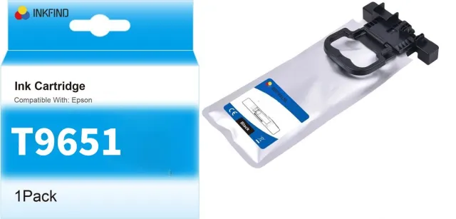 INKFIND T9651 Zwart inktcartridge compatibel met Epson T9651 C13T965140 Geschikt voor Epson WorkForce Pro WF-M5299DW Epson WorkForce Pro WF-M5799DWF Epson WorkForce Pro WF-M5298DW - 1 Pack BK Zwart x 1
