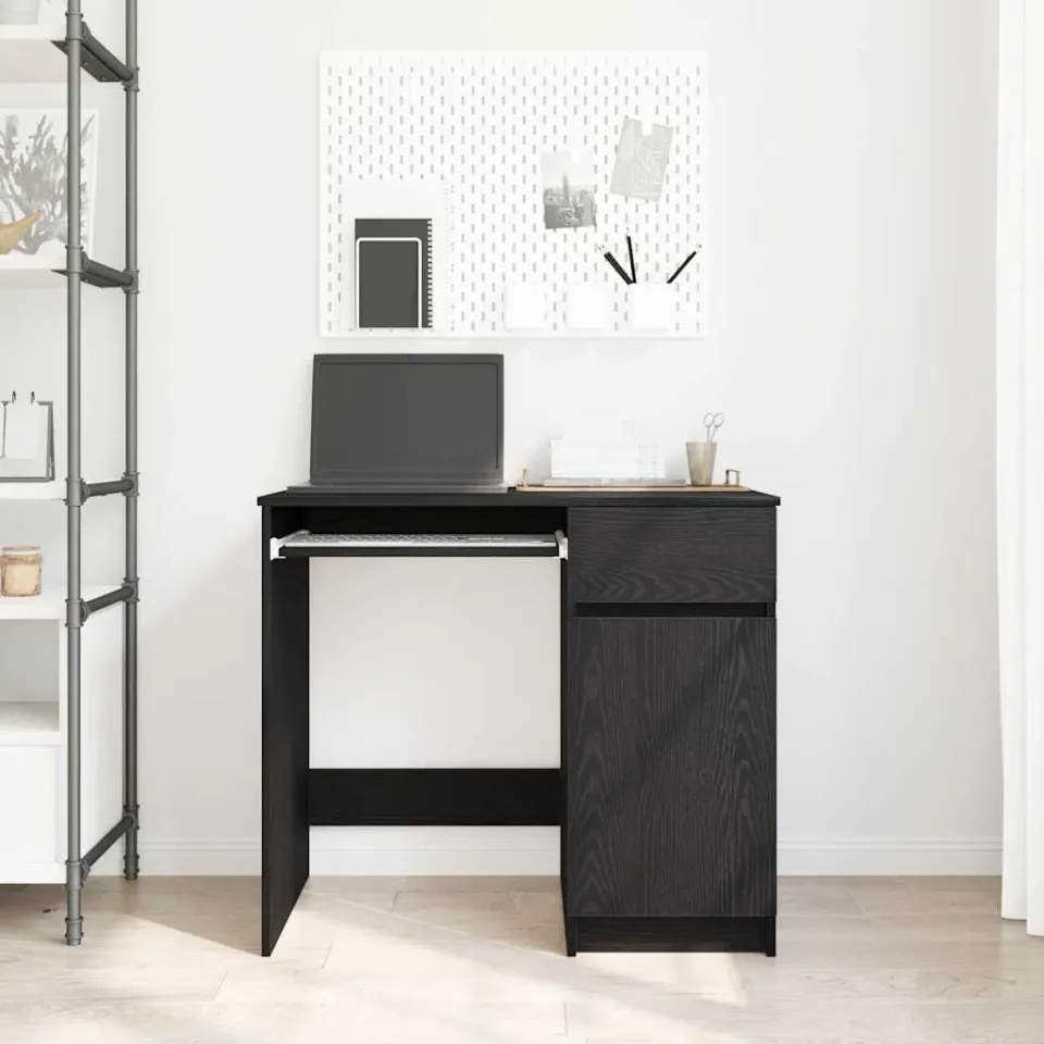 vidaXL Bureau 86x49x76 cm spaanplaat zwart eikenkleurig, foto 3