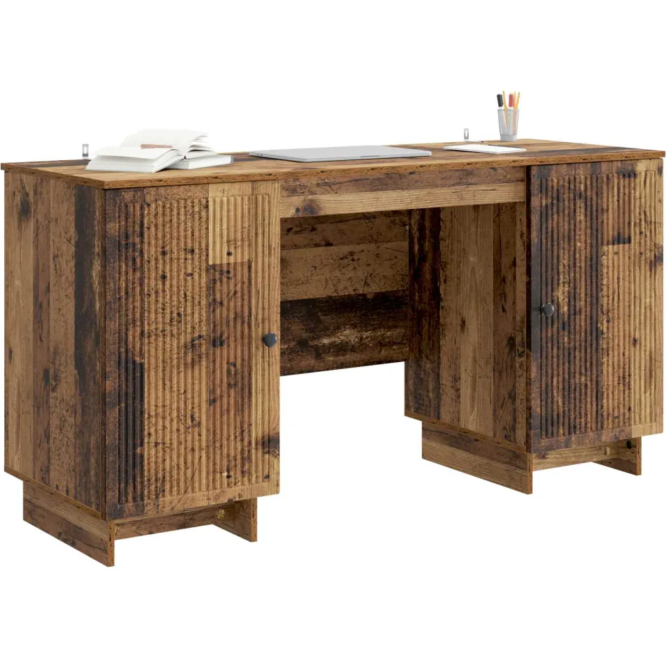 vidaXL Bureau Oud hout Bewerkt hout 142,5 x 50 x 75 cm Bruin