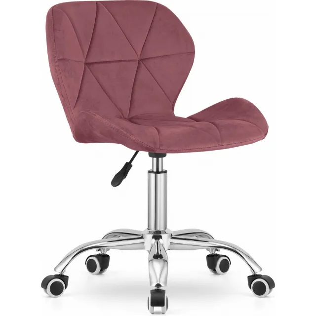 LEOBERT Bureaustoel AVOLA DORY-21 Donker Roze, Velvet Zitting, Ergonomisch en Verstelbare Zithoogte, 5-Poot Chrome Basis, Geschikt voor Thuis en Kantoor, Max. 110 kg