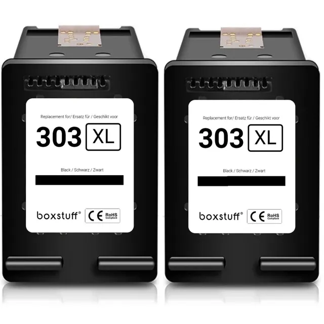Boxstuff Inkt geschikt voor 303 XL - (T6N03AE) Compatibel met HP 303 / 303XL - Inkt Cartridge Zwart voor HP Deskjet / 1000 / 1010 / 1011 / 1015 / 1050 / 1051 / 1055 / 1056 / 1510 / 1512 / Envy Photo 6220 / 6230 / 7130 / 7134 Printer - Multipack Zwart