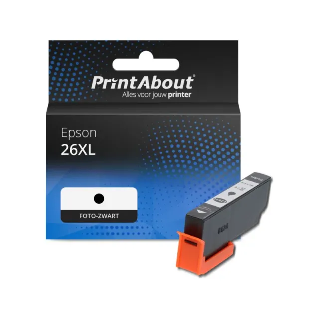 PrintAbout huismerk Inktcartridge 26XL (C13T26314012) Foto-zwart Hoge capaciteit Geschikt voor Epson