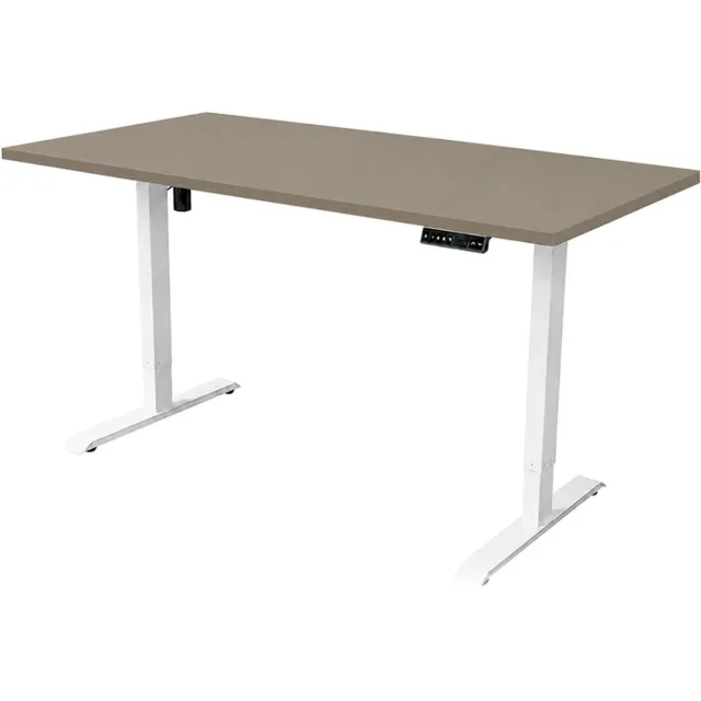 Sedero Elektrisch verstelbaar bureau - 140x80 cm - Single motor - Wit / Taupe