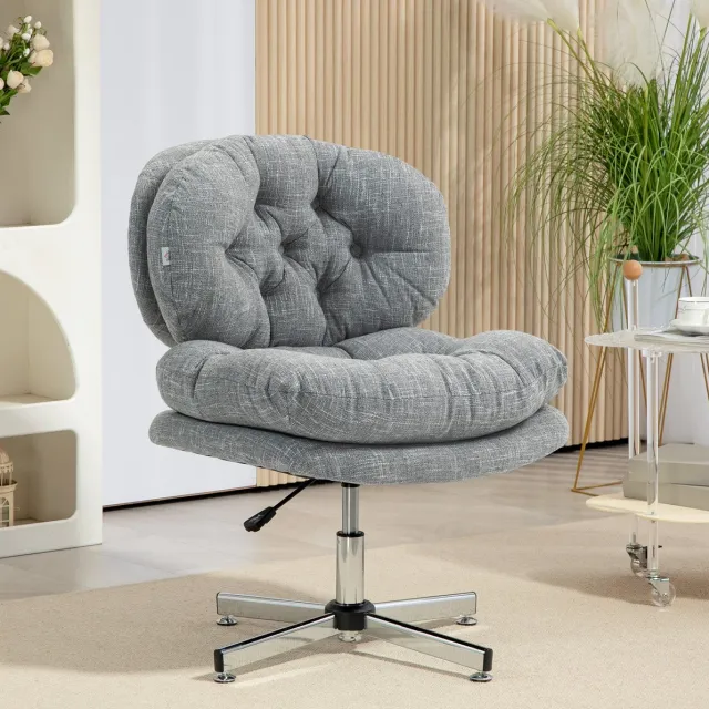 COVREO Bureaustoel 65x65x94 cm grijs, polyester in linnenlook draaibaar