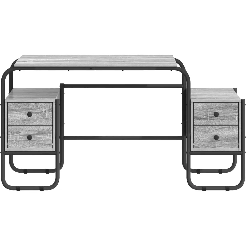 vidaXL Bureau met opbergruimte Grijs Sonoma 145 x 50 x 75 cm, foto 3