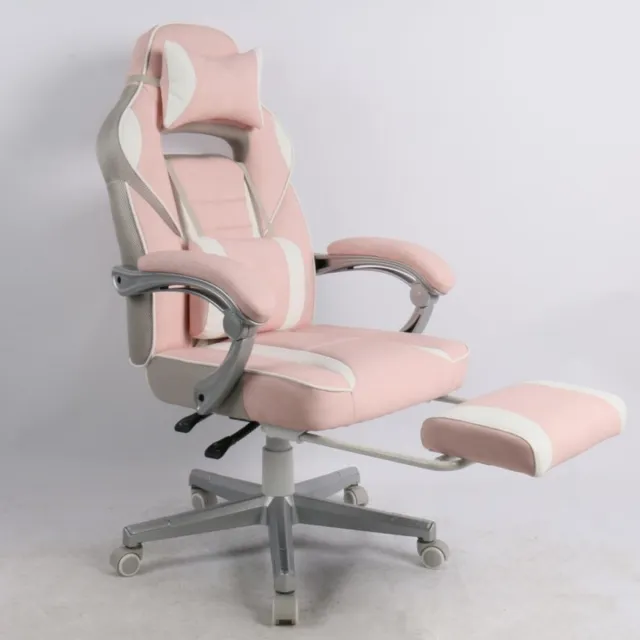 Triumpunpre Ergonomische Gamingstoel PU-Leder Met Voetensteun - Massage Lendenkussen - 150° Recliner, 360 Graden Draaibare Gamestoel - Voor Thuis En Kantoor - PU|Roze