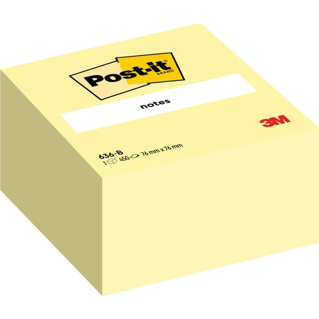Post-It Memoblok 3M Post-it 636 76x76mm kubus geel 450 vel