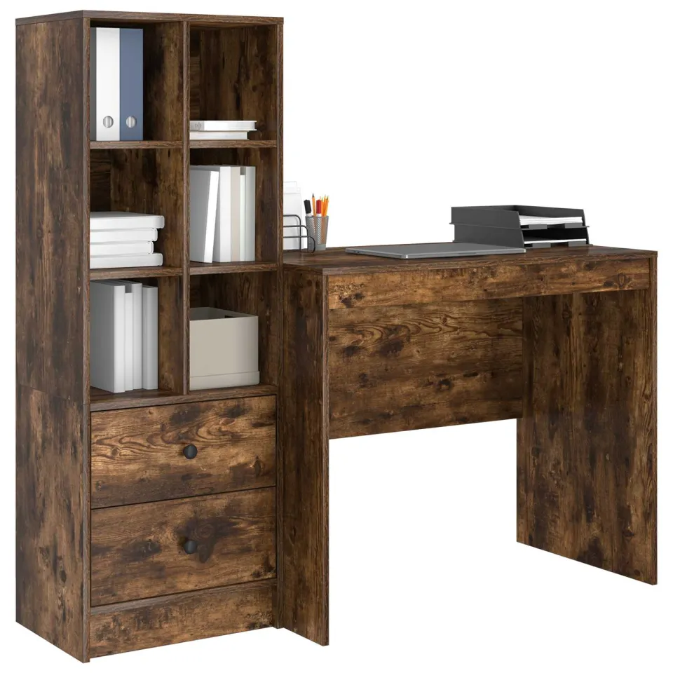 vidaXL Bureau Gerookt eiken 135,5 x 50 x 127 cm 2 st Bruin